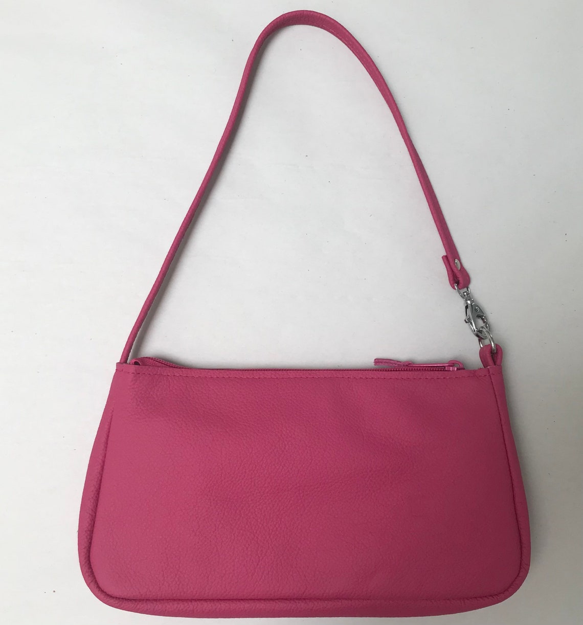 Shoulder bag small pink genuine leather Etsy