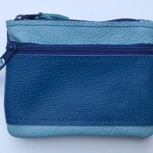 Geldbeutel klein zweifach mit 2 Kleingeldfächer blau Nappaleder