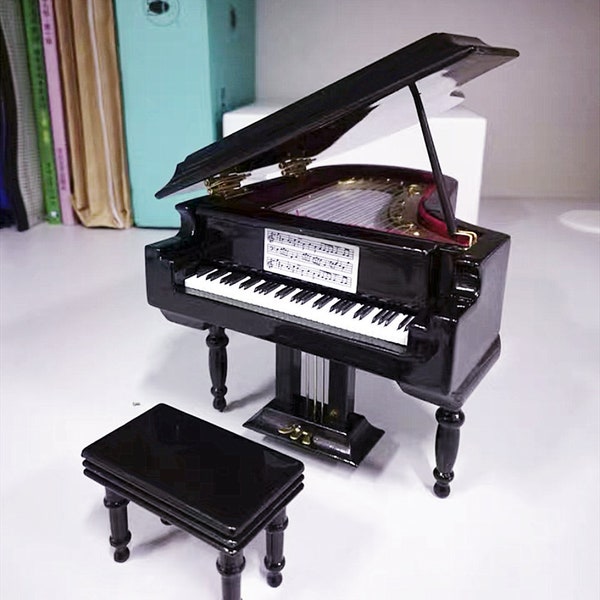 Piano à queue miniature Instrument de musique Modèle piano à queue Miniatures BJD meubles Photographie accessoires Cadeau pour sa décoration de vacances
