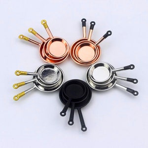 Miniature pan set(3pcs) Miniature saucepan Dollhouse miniatures Miniature kitchen Dollhouse kitchen Diorama miniatures supplies Gift for her