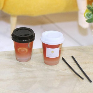 Miniature Oolong tea(2pcs) Miniature food Dollhouse miniatures BJD doll drink Jewelry supply Photography prop