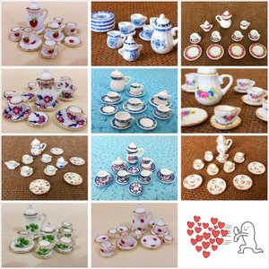 Miniatur Keramik Teetassen-Set Miniatures Tassen Teekanne Puppenhaus-Miniaturen Diorama Miniaturen Lieferungen Puppenhausküche Personalisierte Geschenke