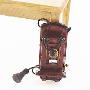 Miniature retro wall-mounted telephone Mini phone Dollhouse miniatures Dolls house decor Diorama miniatures supplies Photography props