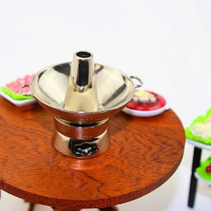 Olla caliente china en miniatura, plato para calentar, cocina para casa de muñecas, cocina BJD, miniaturas para casa de muñecas, artesano en miniatura para casa de muñecas, accesorios de fotografía