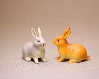 Miniature bunny (4pcs) rabbit Miniature animals Dollhouse miniatures Diorama miniatures supplies Doll house decor Gift for her