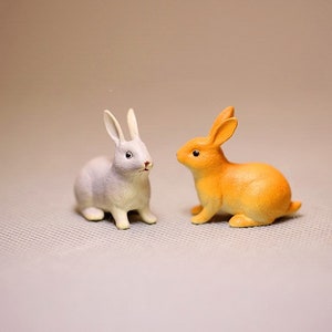 Miniature bunny (4pcs) rabbit Miniature animals Dollhouse miniatures Diorama miniatures supplies Doll house decor Gift for her