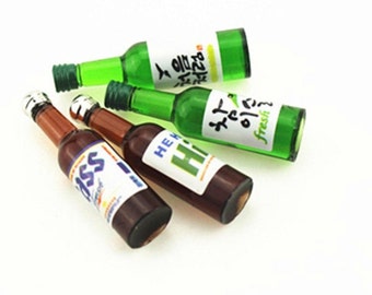 Miniature Souju Bottles (4pcs) Miniature Drinks Miniature Food