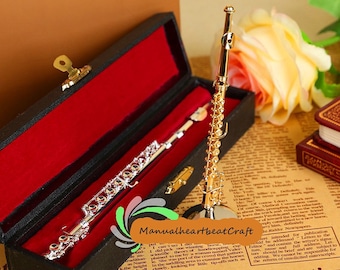 Miniature flute Musical instrument model Brass instrument model Miniatures BJD furniture Photography props Gift for her Cake decoration