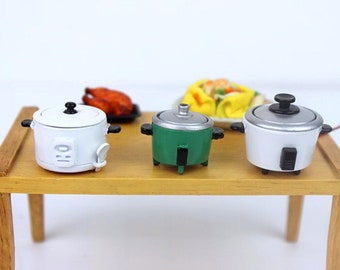 Miniature rice cooker Dollhouse miniatures Miniature kitchenware BJD decoration Dollhouse miniature artisan Photography props