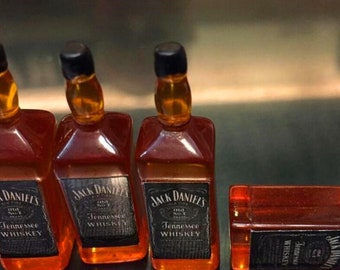 5 Blank Brown Liquor Bottle Bottles 1:12 Customize Alcohol Dollhouse Miniatures