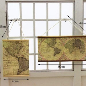 Mappa in miniatura (2 pezzi) Miniature di case delle bambole Decorazione della casa delle bambole Pittura in miniatura Forniture di miniature Diorama Dipinti di case delle bambole