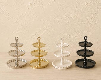 Miniature 3 tier dessert stand Dollhouse cake stand Mini serving tray Mini tea party display