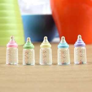 Miniatur Babyflasche (10 Stück) Miniature Essen Puppenhaus Miniaturen Puppenhaus Flasche Diorama Miniaturen Lieferungen Mini Getränke Geschenk für sie