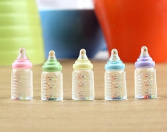 Biberón en miniatura (10 piezas) Comida en miniatura Miniaturas de casa de muñecas Botella de casa de muñecas Suministros para miniaturas de diorama Mini bebidas Regalo para ella