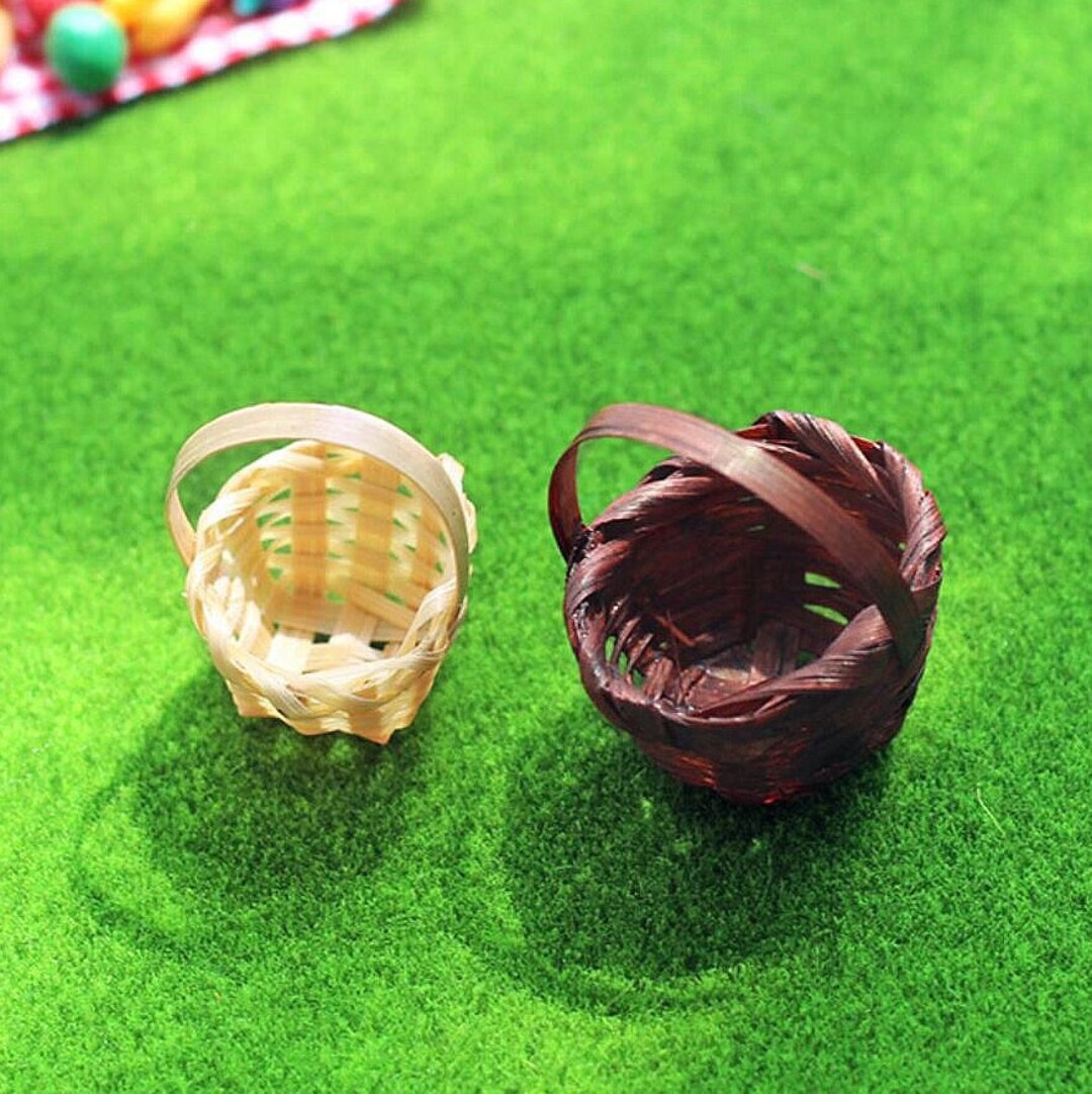 SM SunniMini Puppenhaus Miniatur Korb Aus Bambus – Handgemacht, Ca. 3,5x3,5x5,5 Cm, Für 1/12 Puppenhäuser