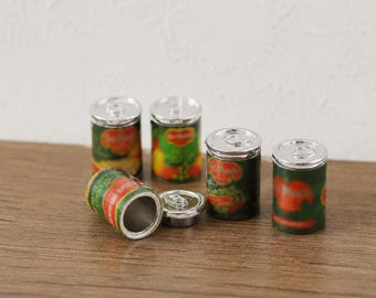 Miniature canned fruit Dollhouse food Tiny food can Dollhouse pantry decor Mini grocery prop