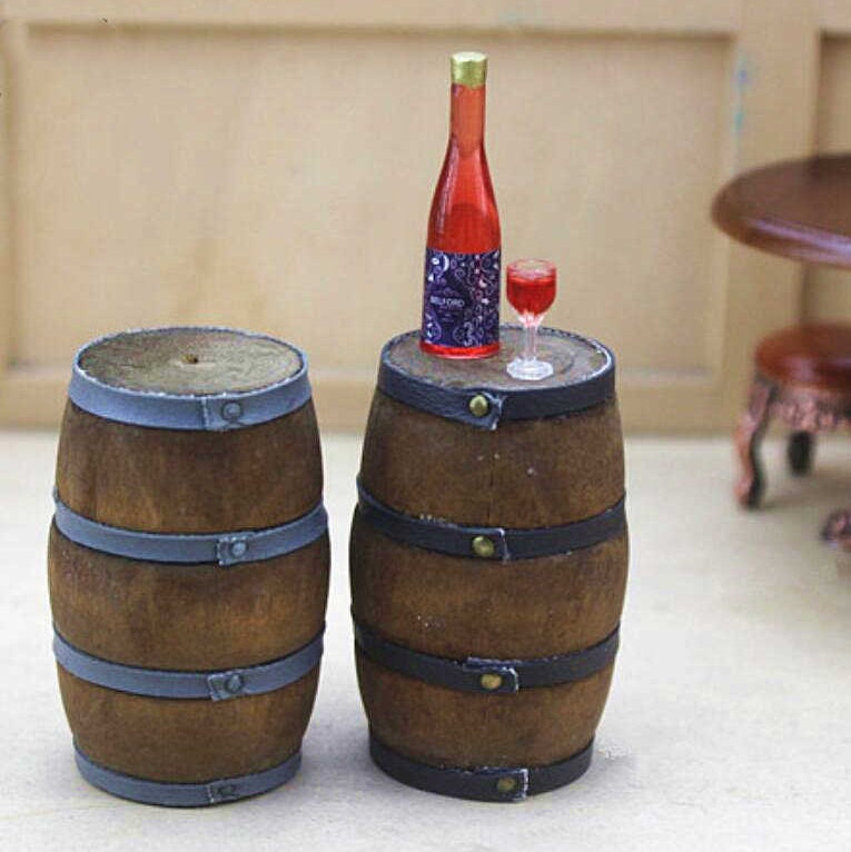 Mini Botte Di Birra In Legno Scala 1:12 Per Casa Delle Bambole - Set 3 Pezzi, Arredamento In Miniatura