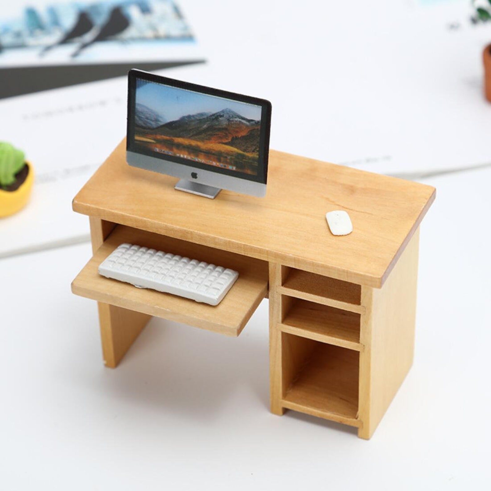 Miniature Computer Desk Miniature Furniture BJD Doll Etsy