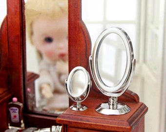 Miniature mirror Miniature looking glass Dollhouse miniatures Dollhouse decoration Diorama miniatures supplies Dolls house decor