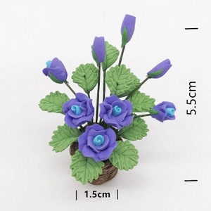 Miniature purple rose flowers Dollhouse miniatures Miniature plant Diorama miniatures supplies Doll house flower decor Personalized gifts image 4