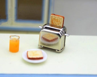 VIVIANU Miniature Toaster Bread Machine With Toast Kitchen Cookware Mini Doll House Accessories 1//6 1//12 Scale