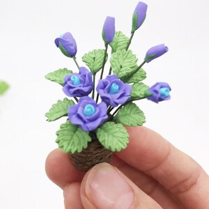 Miniature purple rose flowers Dollhouse miniatures Miniature plant Diorama miniatures supplies Doll house flower decor Personalized gifts image 2