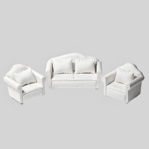 Miniatur Stoff Sofa weiß Miniatur Möbel Puppenhaus Miniaturen Puppenhaus Möbel Diorama Miniaturen Zubehör Puppenhaus Möbel