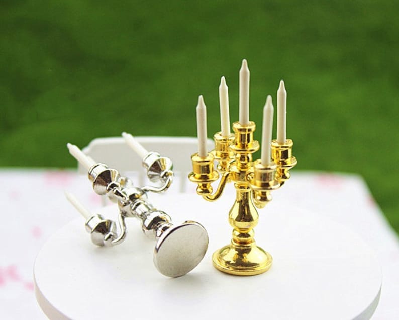 Miniature elegant candle holders Dollhouse miniatures Etsy