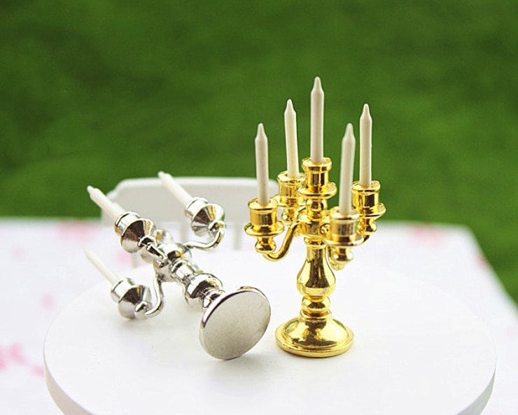 Miniature Elegant Candle Holders Dollhouse Miniatures Etsy