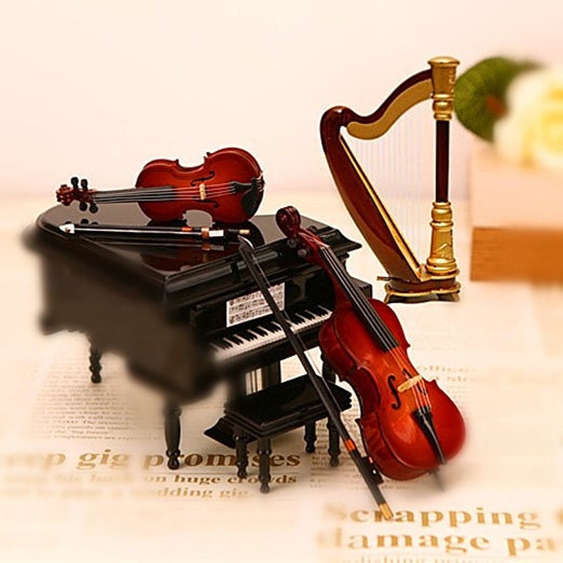 Miniature Harp Musical Instrument Model BJD Furniture Etsy