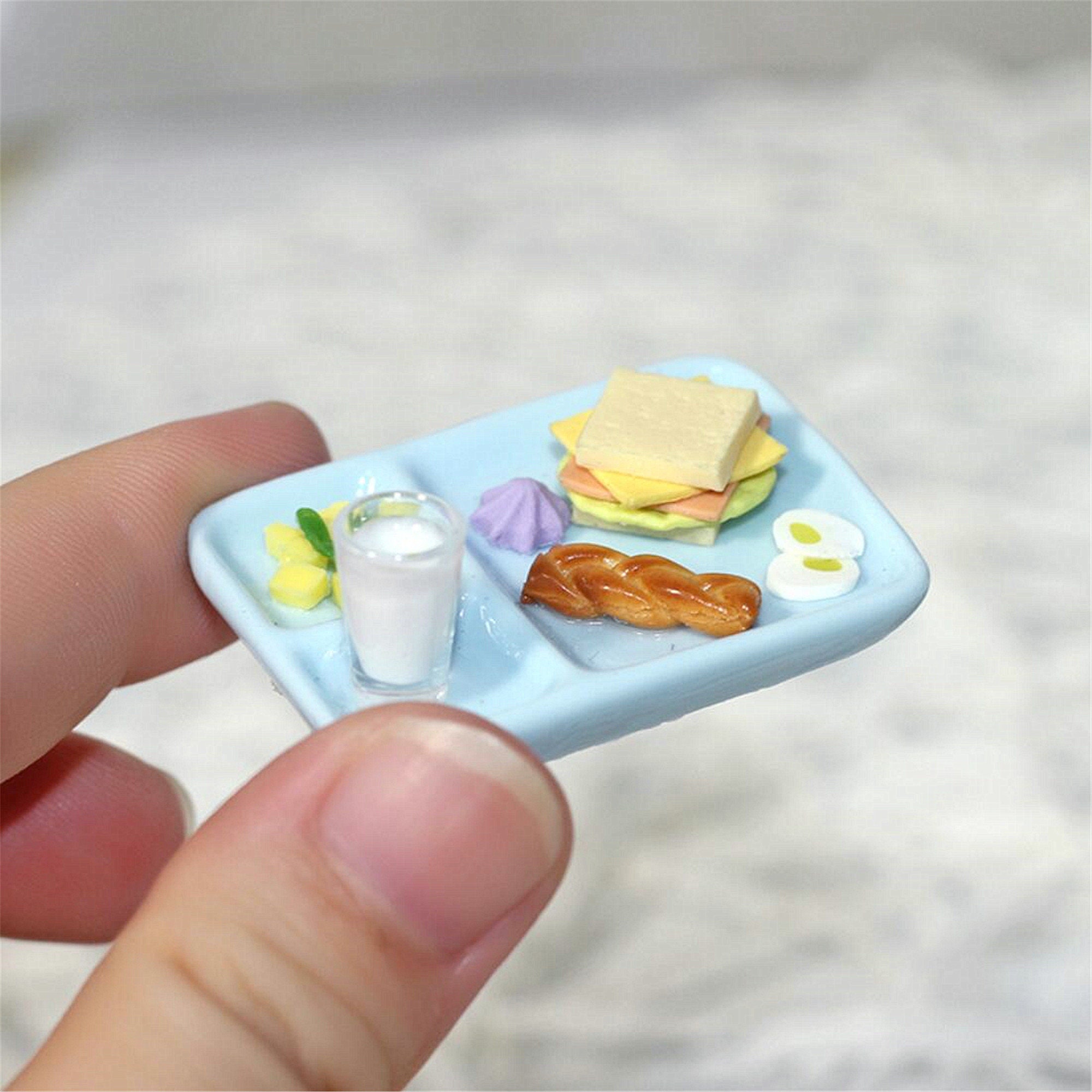 HLONK Jouets de Cuisine pour Déjeuner Mini Maison de Poupée pour Enfants Accessoires Chinois de Jeu de Rôle Simulation Faux Aliments