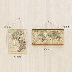 Miniature world map wall art Dollhouse retro map decor Mini travel poster for dollhouse study or living room image 5