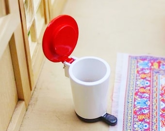 Miniature trash can Dollhouse miniatures Dollhouse decoration Diorama miniatures supplies Dolls decor Dollhouse garbage can