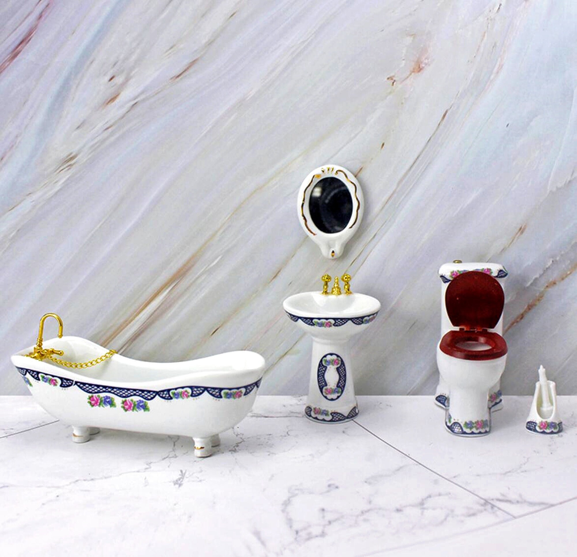 Miniature bathroom set Miniature toilet set Miniatures Etsy