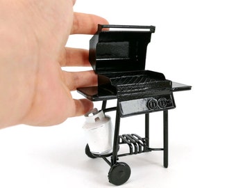 Kit Barbecue Miniature Pour Maison De Poupée - Alliage Noir, échelle 1/6 Ou 1/12 - Décoration Réaliste