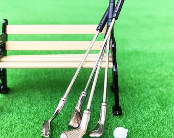 Miniature golf club set(5pcs) Dollhouse miniatures for dollhouse BJD doll decoration Dioramas miniatures Miniature art Gift for her