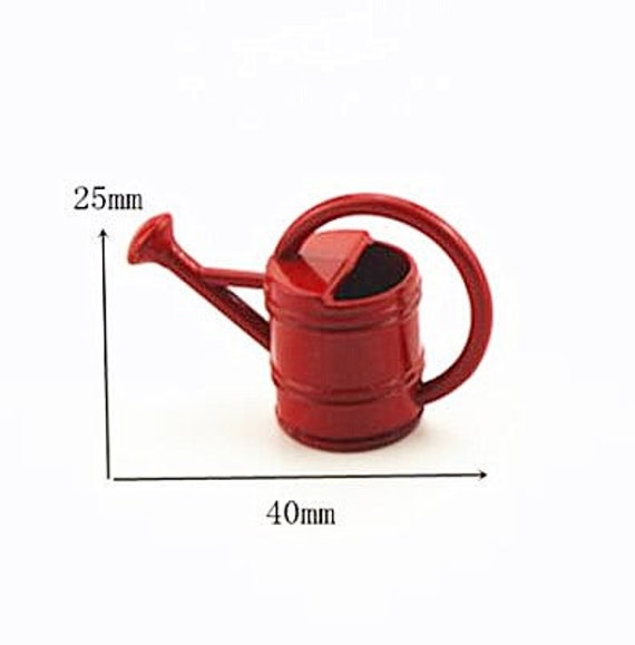 Dollhouse Miniature Red Metal Watering Can by International Miniatures