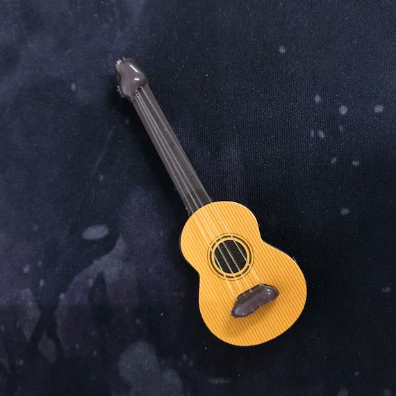 Wooden Miniature Guitar With Stand And Case - 10cm Model, Dollhouse Decor, Music Lover Gift