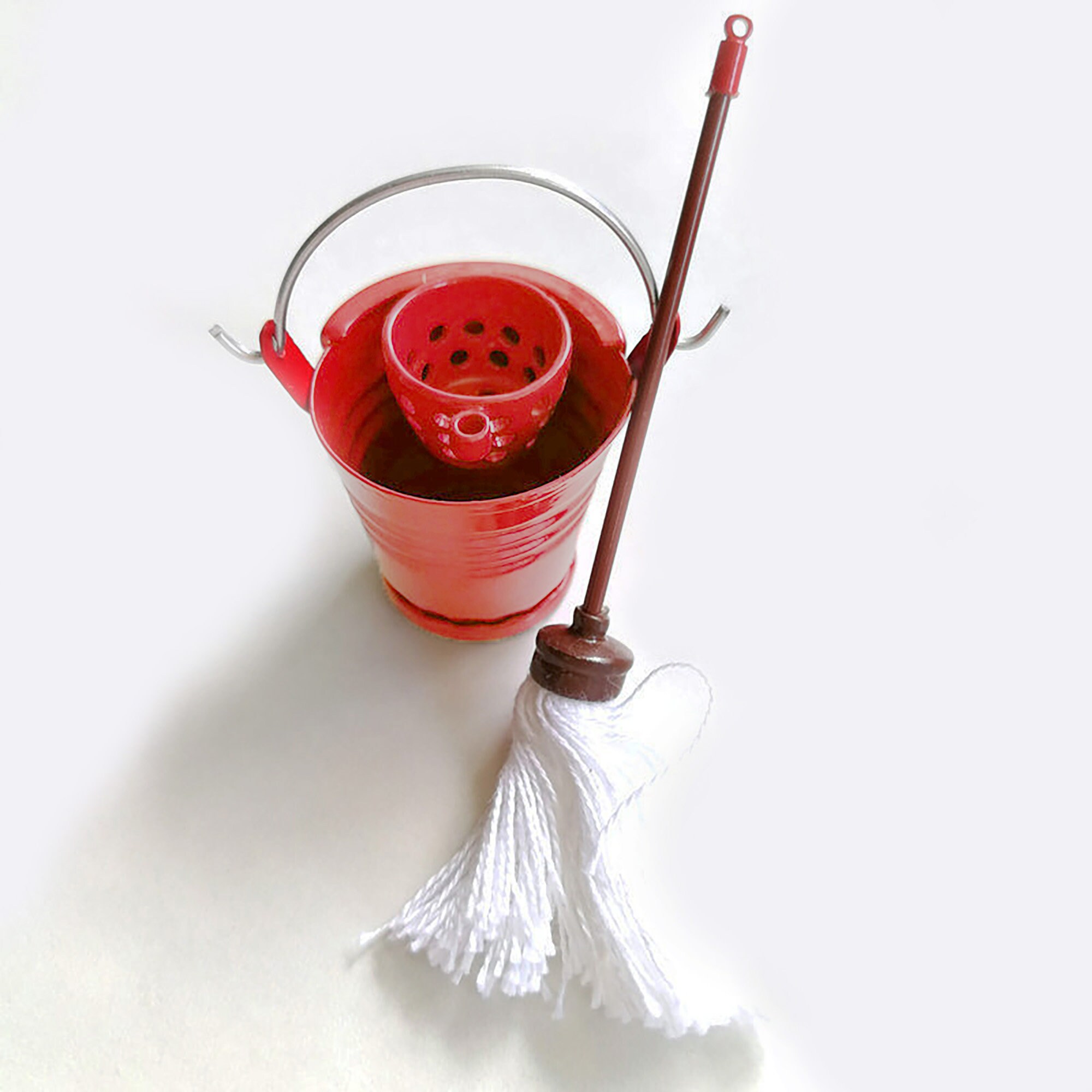 Miniature Mop Bucket Set Miniatures Cleaning Dollhouse Miniatures