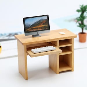 Computer Schreibtisch Miniatur Möbel BJD doll decor Puppenhaus Miniaturen Diorama Miniaturen Puppenhaus Möbel Geschenk für sie