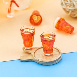Miniature lemon black tea (4pcs) Miniature food Dollhouse miniatures Dollhouse food Diorama miniatures supplies Mini drink Food earrings