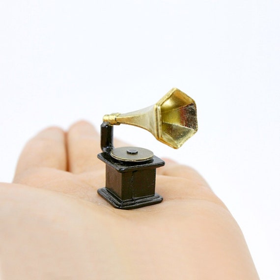 Grammofono In Miniatura Per Casa Delle Bambole | NUOBESTY Giradischi Retrò | Accessorio Fonografo