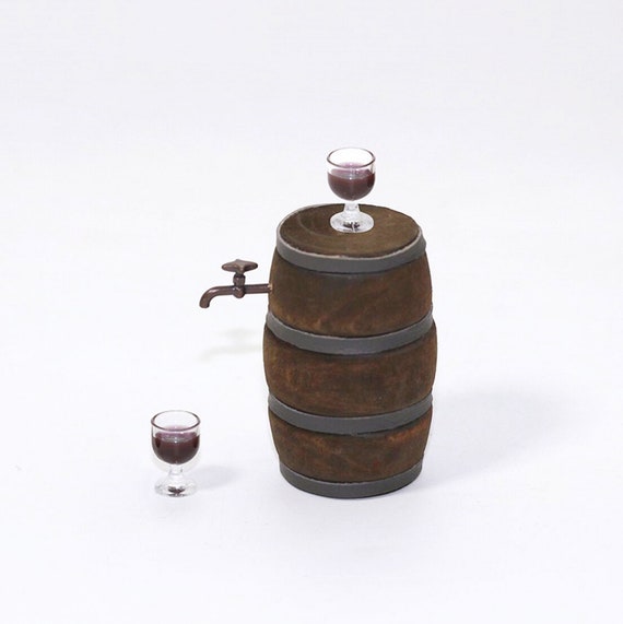 Miniature red wine barrel set Miniature food Wine cellar Etsy
