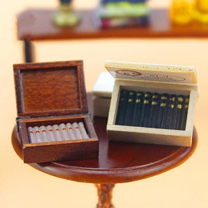 Miniatur Zigarrenetuis mit Schachtel Miniatur Rauchendes Puppenhaus Miniaturen Puppenhaus Dekoration Diorama Miniaturen Zubehör Puppenhaus Dekoration