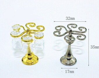 Miniature wine glass rack Dollhouse miniatures Dollhouse decoration Miniature dnd Dollhouse miniature artisan Photography props