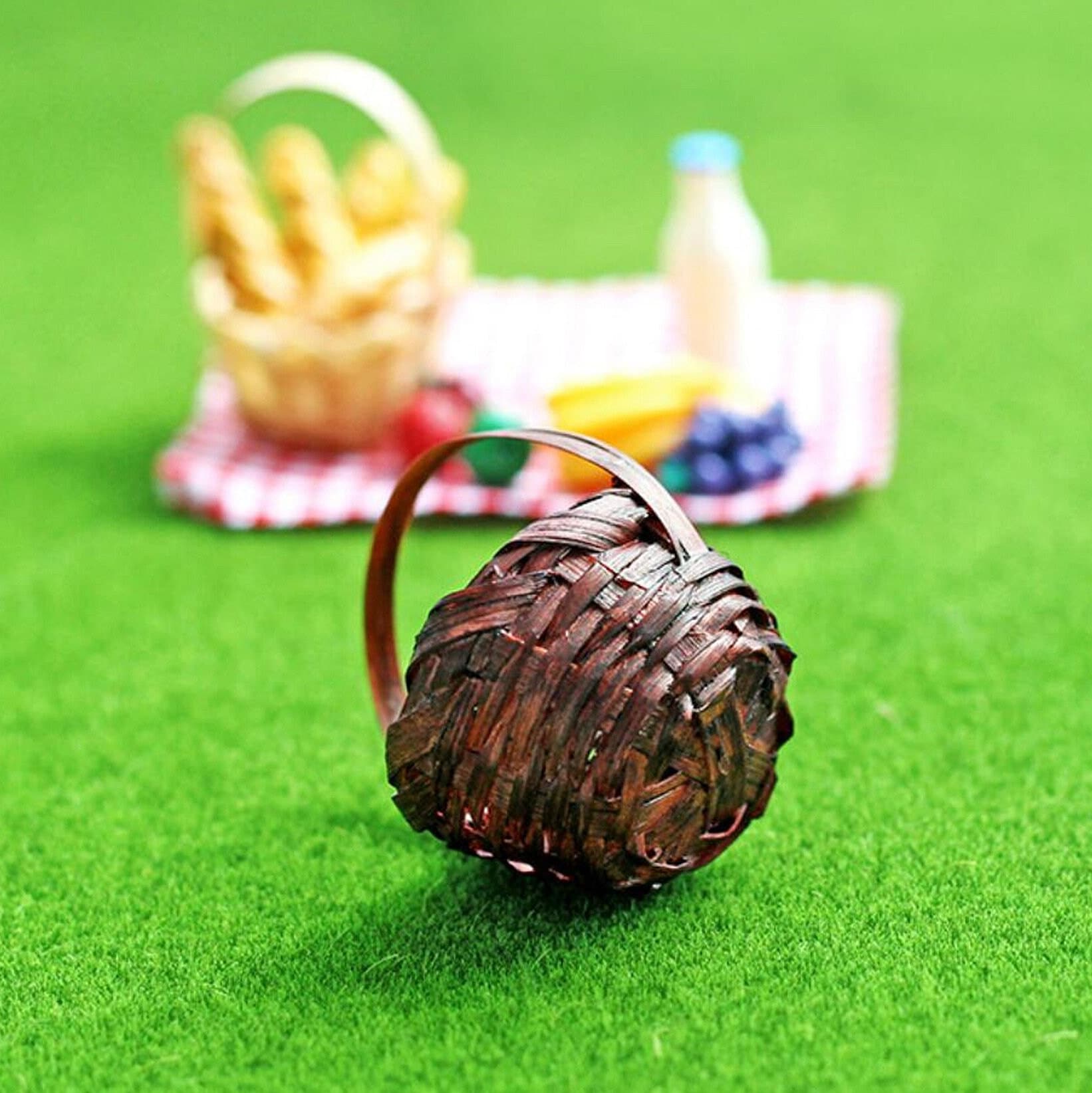Mini-Bambuskorb Für Puppenhaus – Handgeflochten, 3,5x3,5x5,5 Cm, Perfekt Für Deko Und DIY-Projekte