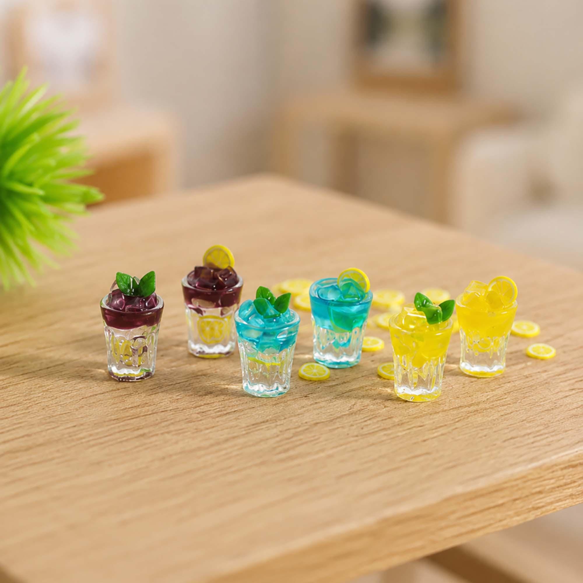 Miniature Lemonade Drink Set (2pcs) Dollhouse Mini Drinks Decor