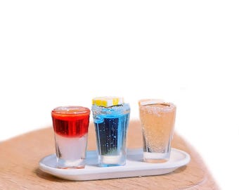 Miniature drinks Miniature cocktail Dollhouse miniatures Dollhouse food Diorama miniatures supplies Dollhouse drinks Dolls house decor