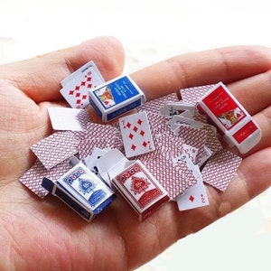 Miniature poker playing cards Dollhouse miniatures Diorama miniatures Dolls decor Tiny art Miniature painting Personalized gifts