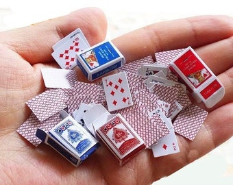 Miniature poker playing cards Dollhouse miniatures Diorama miniatures Dolls decor Tiny art Miniature painting Personalized gifts